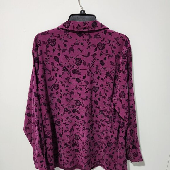Westbound II Women's Long Sleeve Button Down Purple Floral Blouse - 2X - Picture 5 of 5